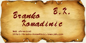 Branko Komadinić vizit kartica